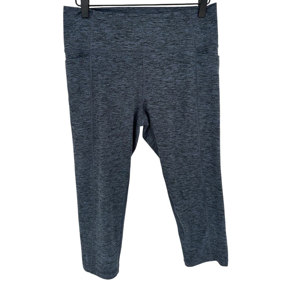 Thrive Societe Heather Blue Cropped Leggings Side Pocket Activewear Athleisure L